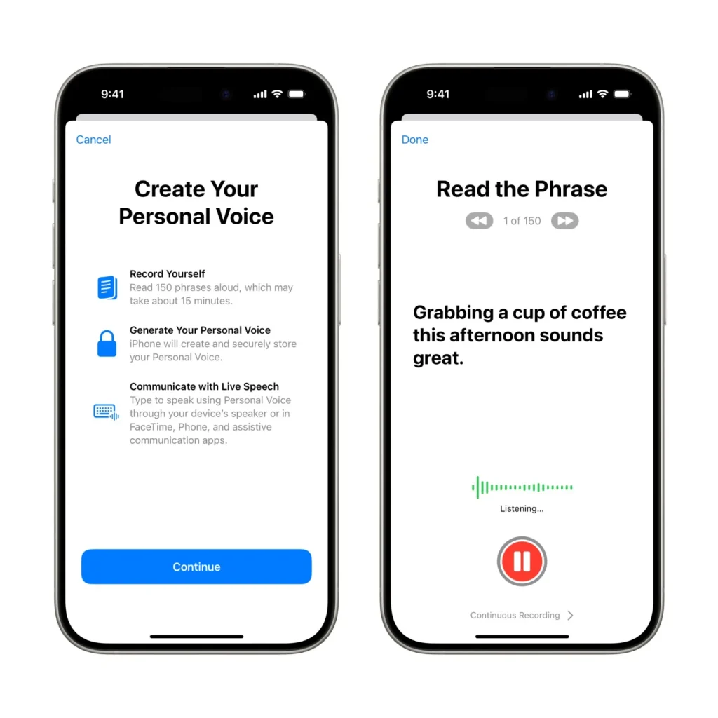 the lost voice - iOS 17 Personal Voice screenshot