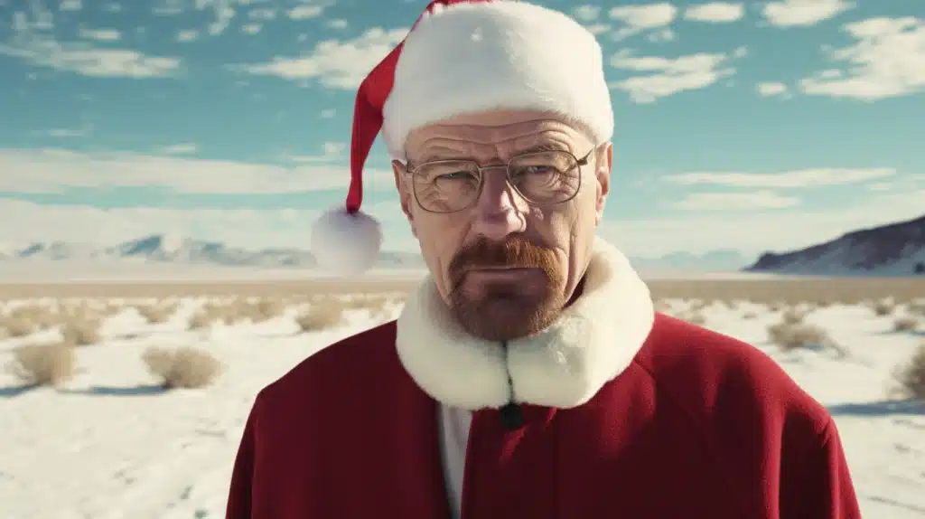 serie tv da guardare a Natale, walter white di braking bad vestito da babbo natale