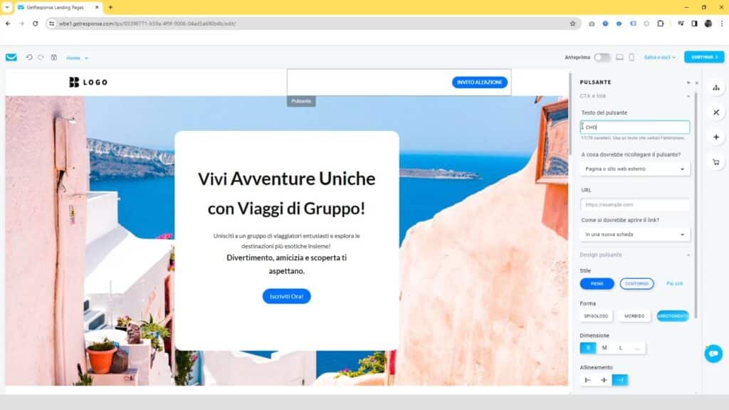 creare una landing con l'ai getresponse
