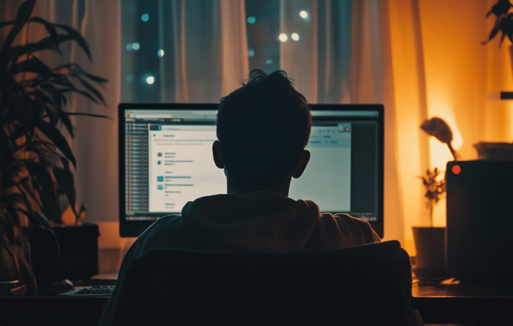 una persona davanti allo schermo che cerca informazioni su Google. Come individuare il search intent?