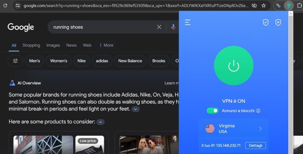 screenshot di Google