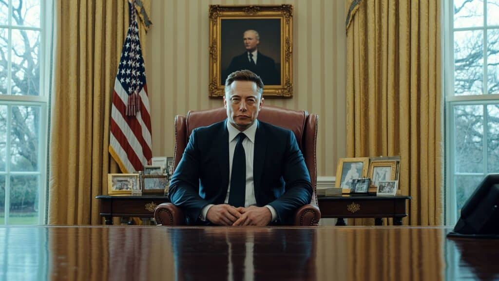 you are the media now elon musk in white house as the president of USA