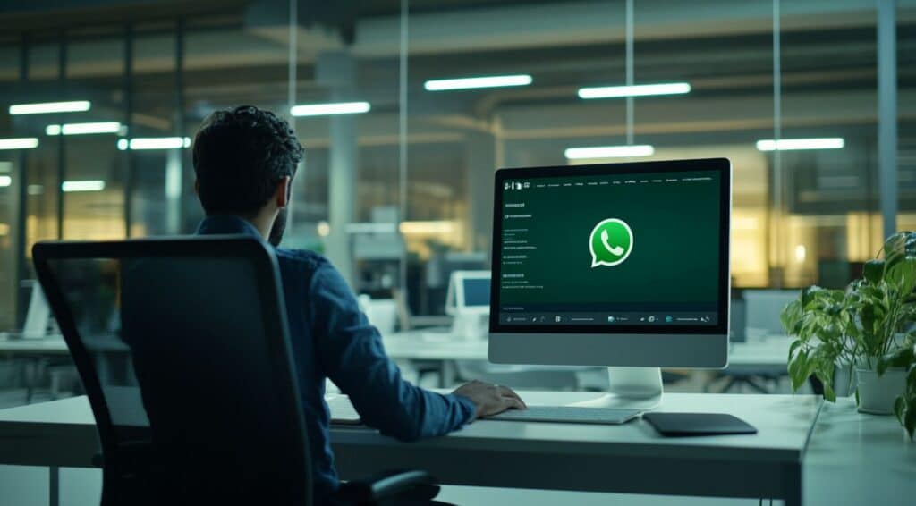 corso gratuito in whatsapp marketing spoki e ninja business school - uomo alla scrivania che segue il corso gratuito di spoki sul whtasapp marketing whatsapp marketing
