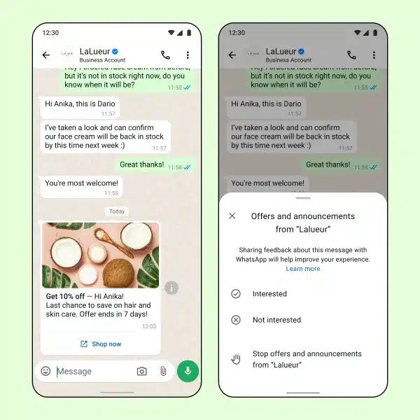 promozioni su WhatsApp Business