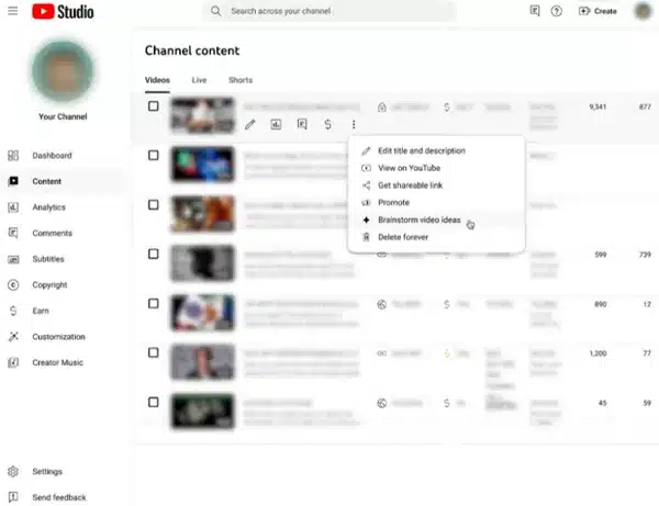 youtube shorts youtube studio