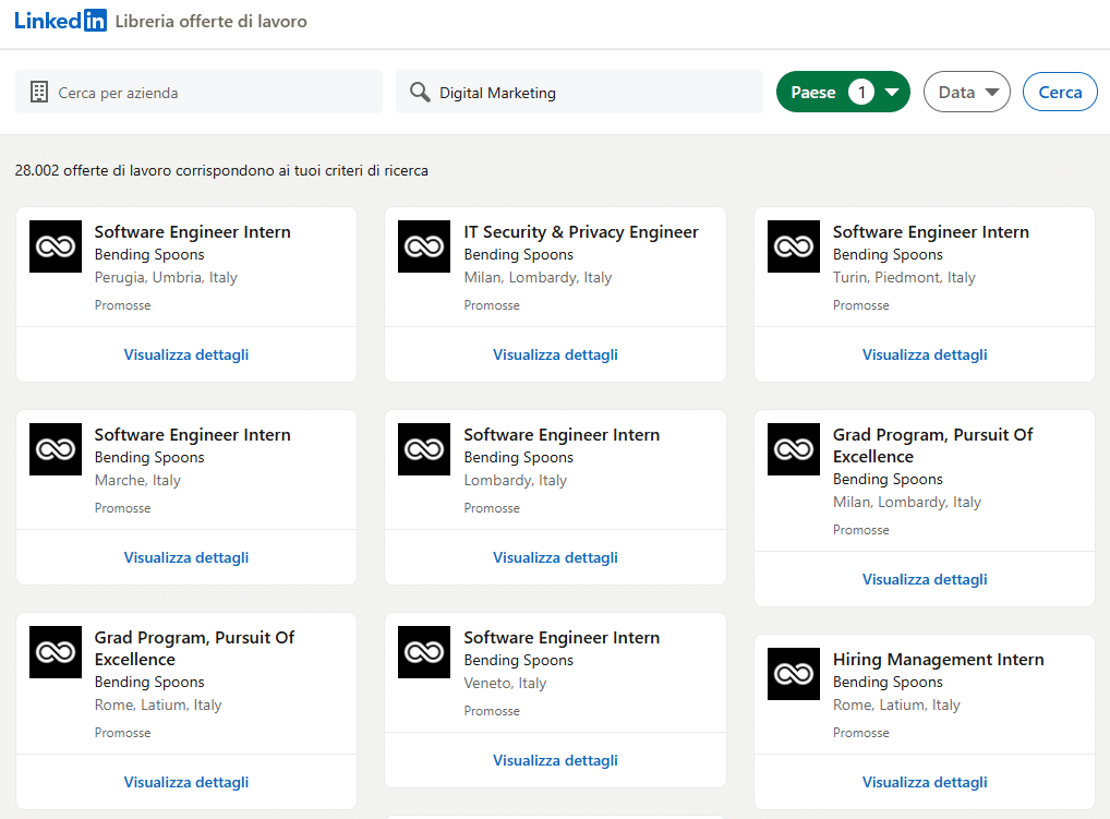 come funziona LinkedIn Job library per la ricerca di annunci di lavoro