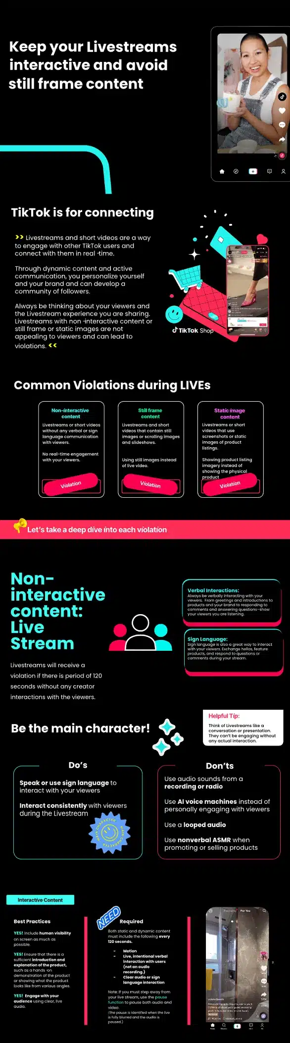 evitare penalizzazioni su tiktok durante le dirette - infografica