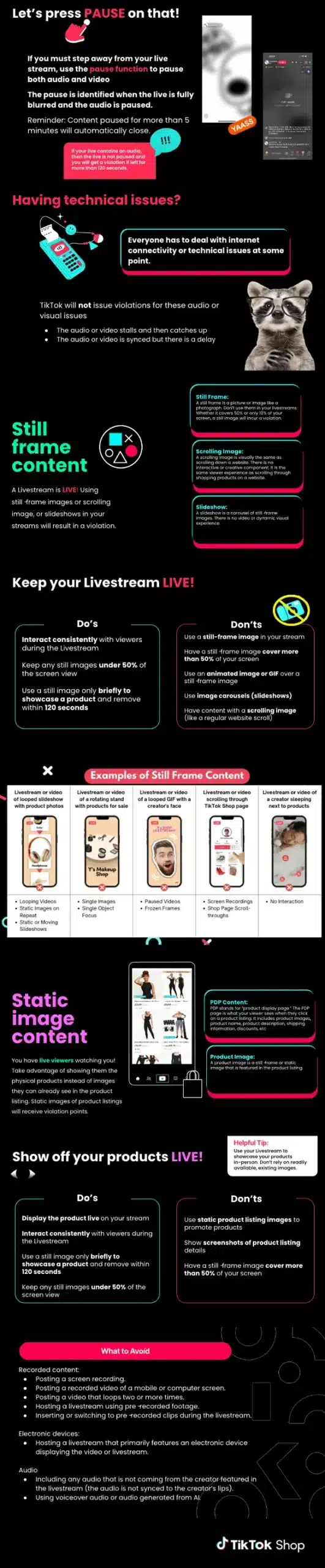 evitare penalizzazioni su tiktok live infografica