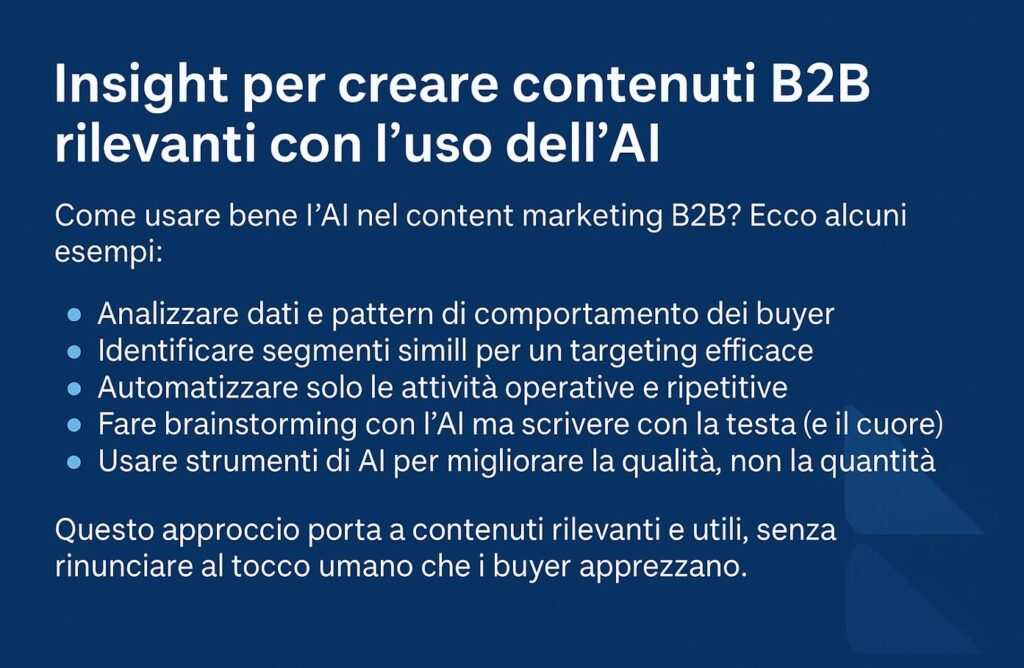 Insight per creare contenuti B2B rilevanti con l’uso dell’AI