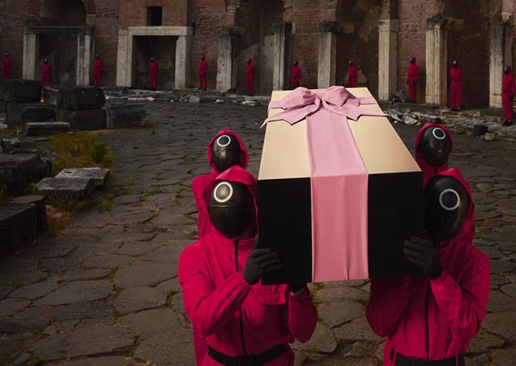 funerale squid game netflix a roma