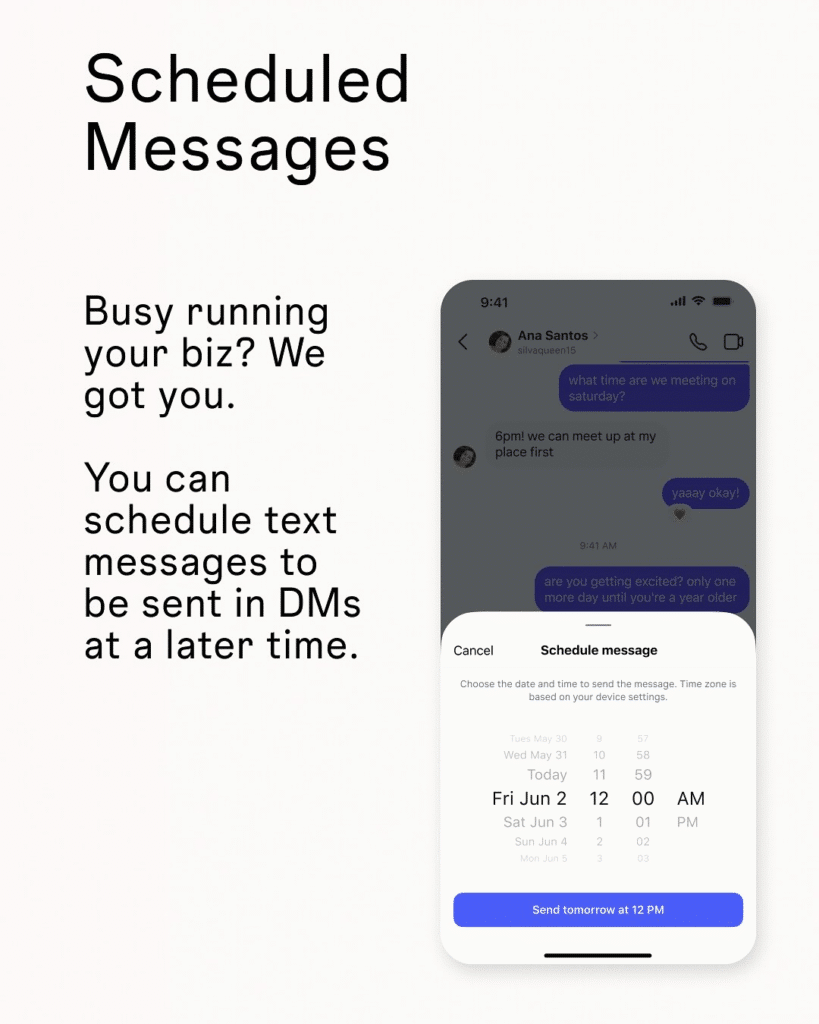 DM per aziende su Instagram - invio programmato dei messaggi