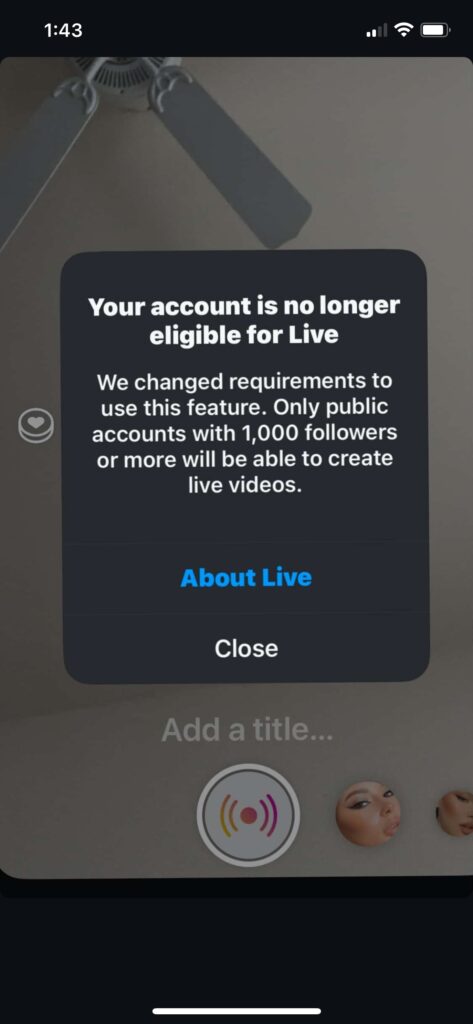 restrizioni dirette instagram